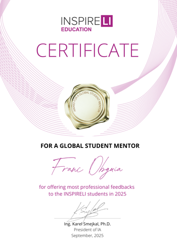 Certificate for Franc Obguia